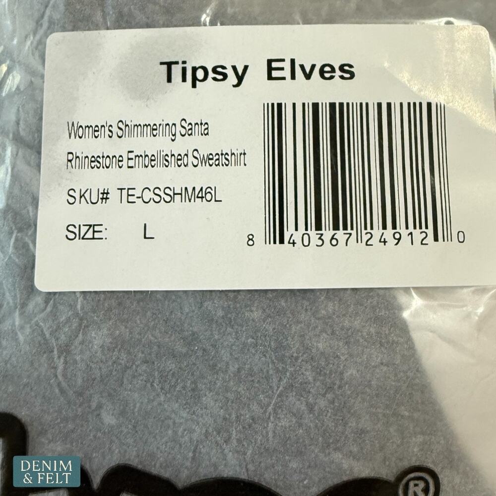 NEW Tipsy Elves Shimmering Santa Rhinestone Embellished Christmas Party Sweater - Picture 7 of 8